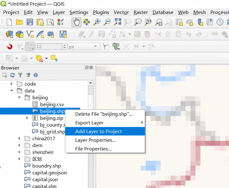 添加图层到工程
